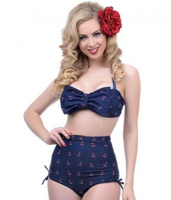 Small Bust? No problem - choose swimsuits adorned with lovely eye catching ruffles, fringes or bows at the bust. Choose underwire or triangle shaped styles and give that illusion of bust fullness. Unique Vintage has it all.