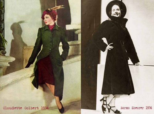 1930s-Fashion---Winter-Suits-in-1936---Claudette-Colbert-and-Norma-Shearer