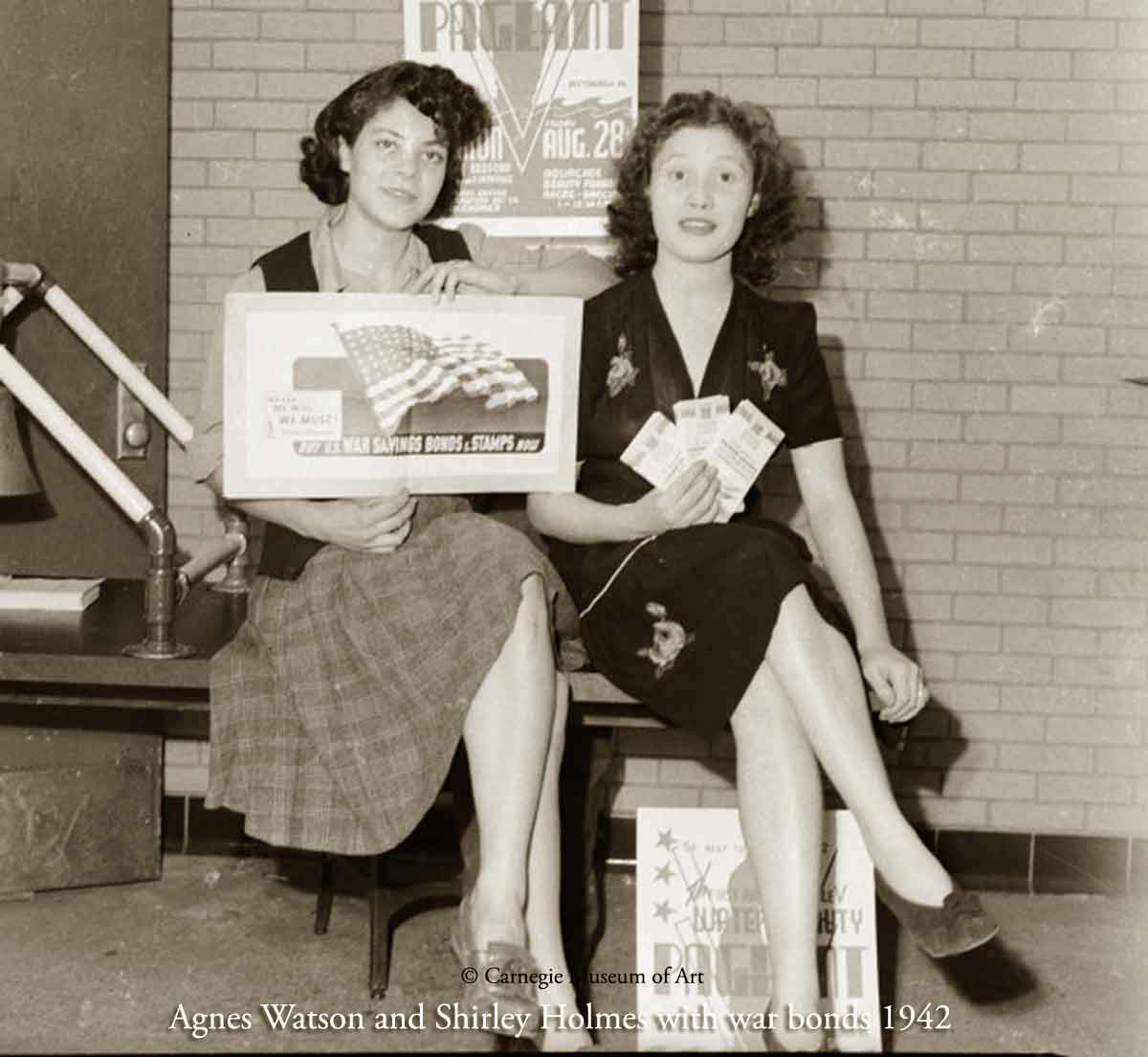 Agnes Watson and Shirley Holmes-with war bonds-1942