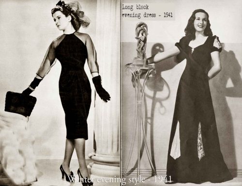 1940's casablanca black evening dress