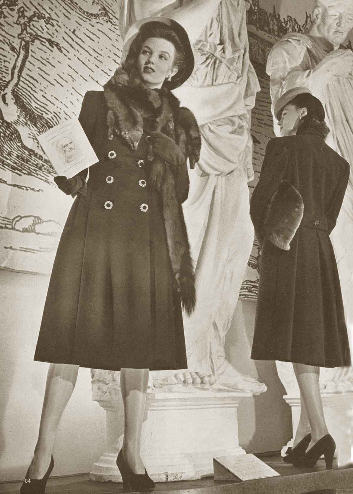 1940s-fashion---Winter-Coats-and-Dresses---Vogue-1940