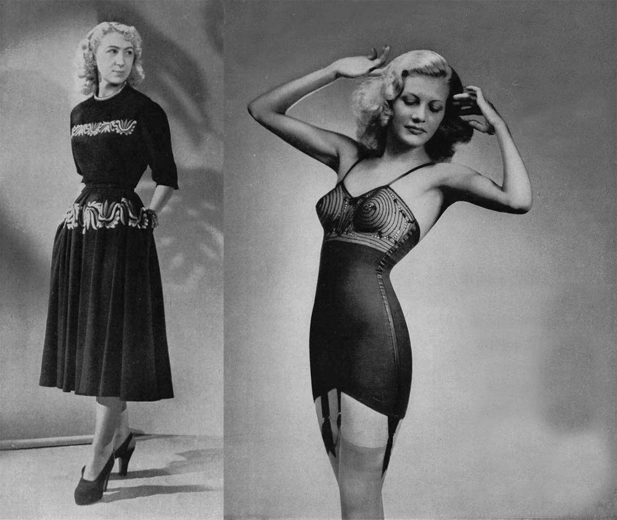 2 fashion lingerie girdle ads 1948 original vintage 1940s retro