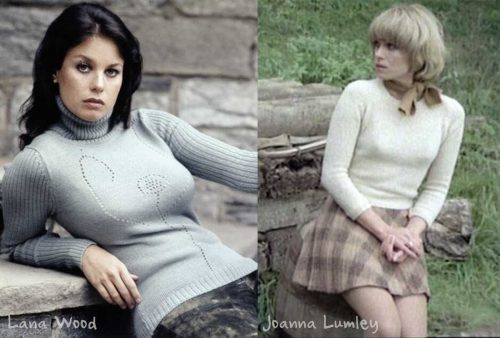1970s-sweater-fashion---Lana-Wood-Joanna-Lumley