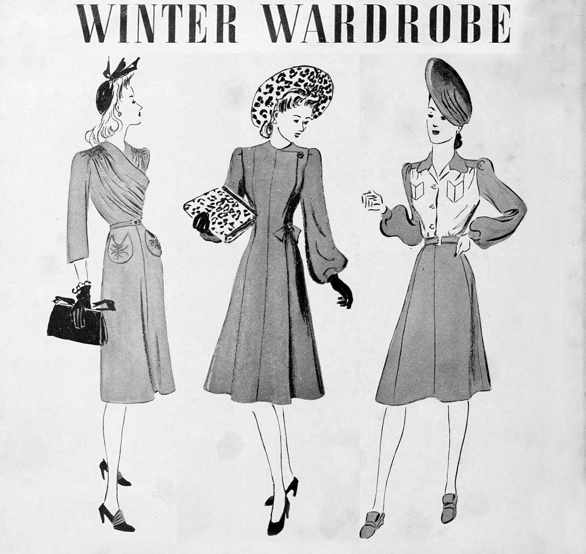 1940s Fashion - Winter Dresses and Coats in 1940 - Glamour Daze