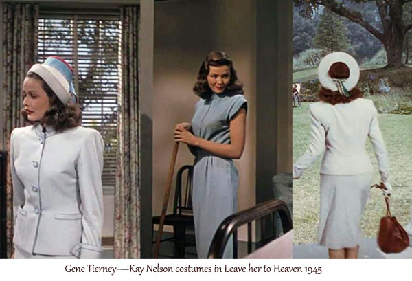 1940s fashion - Gene Tierney—Kay Nelson costumes in Leave her to Heaven-1945