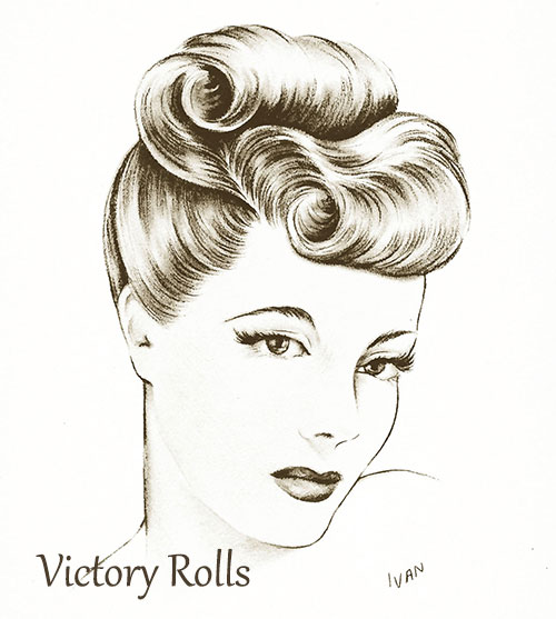 Victory Rolls example - 1940's Hairstyles Tutorial Book