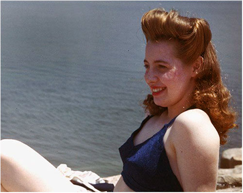 Victory Rolls in 1944 - Mary Jane at the beach