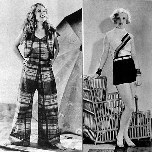 1930s Summer beach pajamas and swimsuit