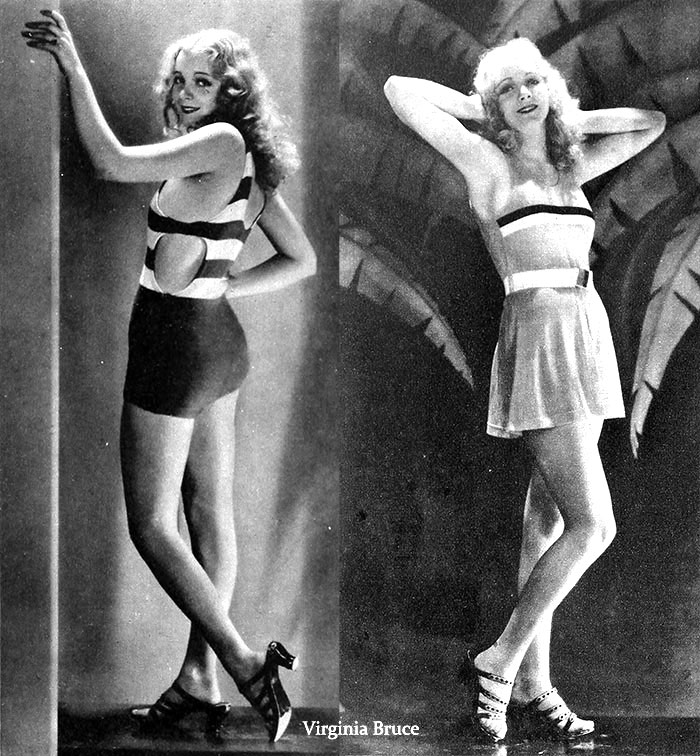 Virginia Bruce models the latest bathing suits in 1929