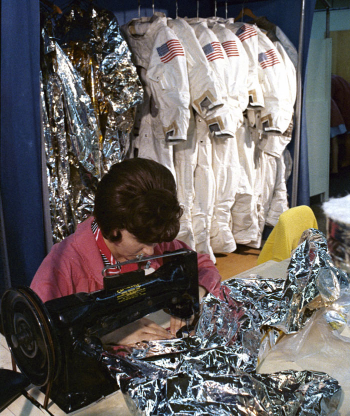 Playtex seamstress working on space suits for Nasa