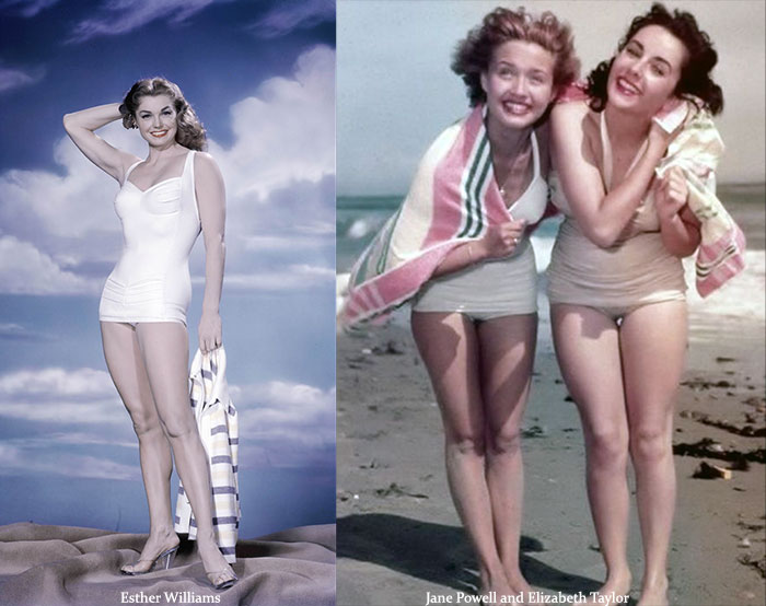 Beautiful 1940's Swimsuit Legs of Hollywood - Esther Williams, Jane Powell and Liz Taylor