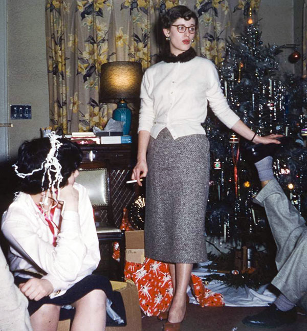 Stylish woman in pencil skirt - Christmas party 1954