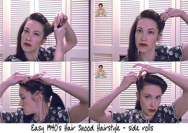 1940's hair snood tutorial - rolling side rolls