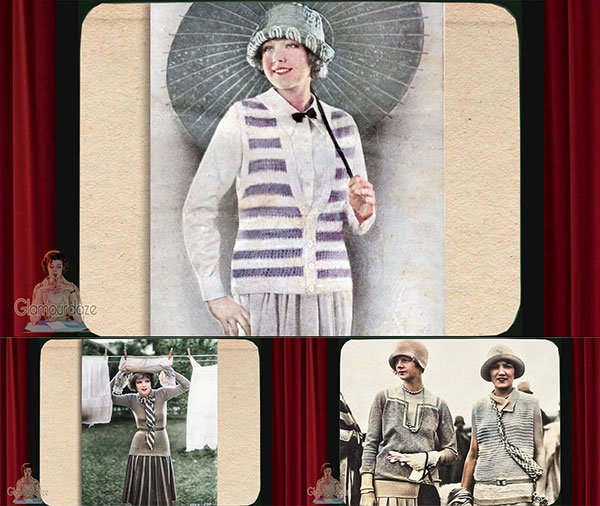 1920's fashion - pleated skirts, sweaters and cardigans