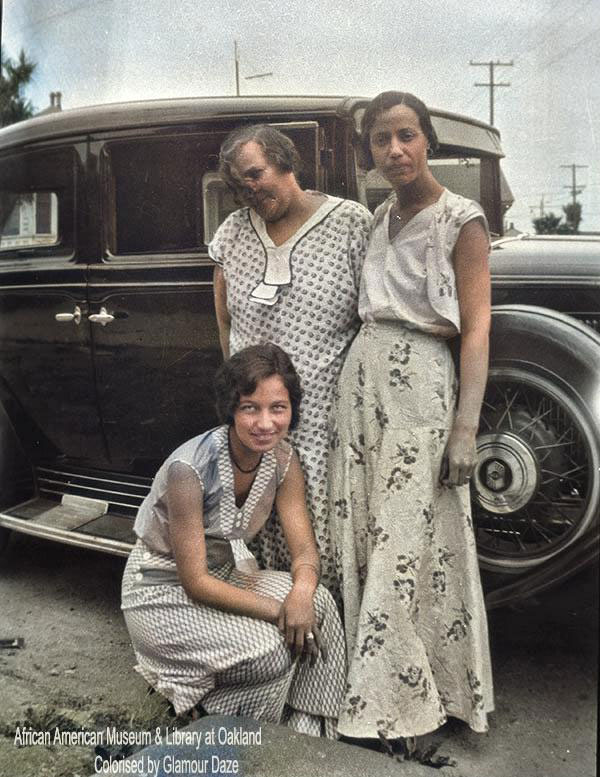Three women and an autombile in the 1920's