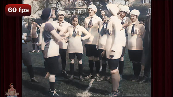 ladies football match in 1918. Early film