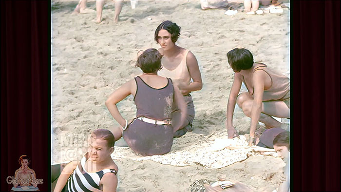 Biarritz 1928. Three girls relax on the beach.