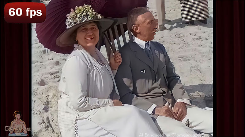 Couple relax on Palm beach in 1920