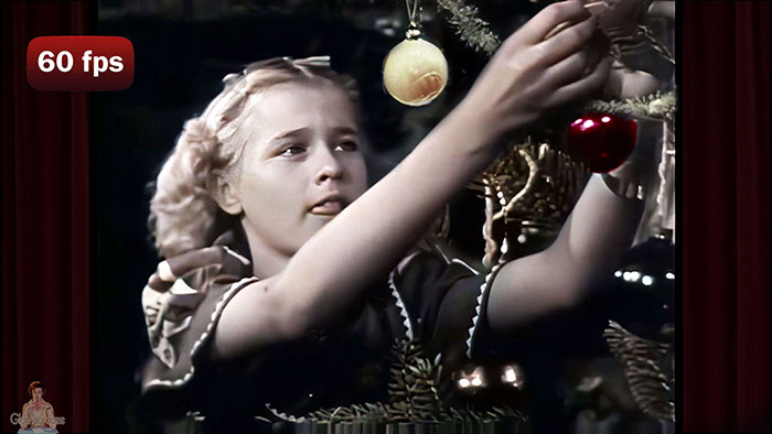 Decorating a xmas tree in 1948 film