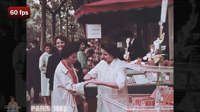 Makeup demo in a Paris market in 1962