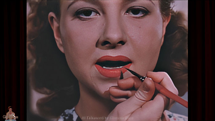 1950s Makeup Tutorial Kodachrome color film AI rtestored.