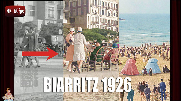 AI enhanced film - Biarritz 1926