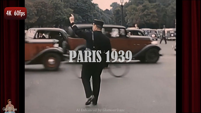Paris in 1939 - Before War. AI enhanced color film