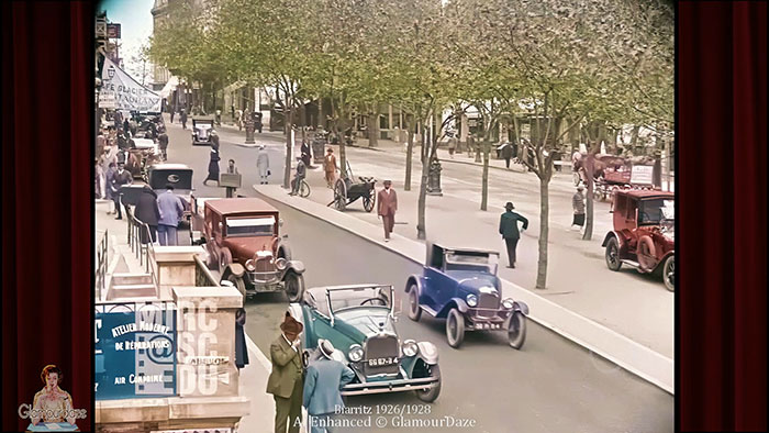 Street traffic and 1920s automobiles - Biarritz 1926. © MIRC Glamourdaze