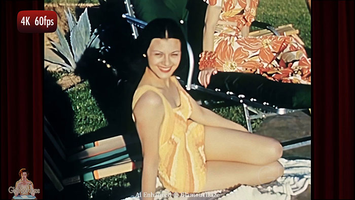 Esther Fernández modelling 1940s swimwear.