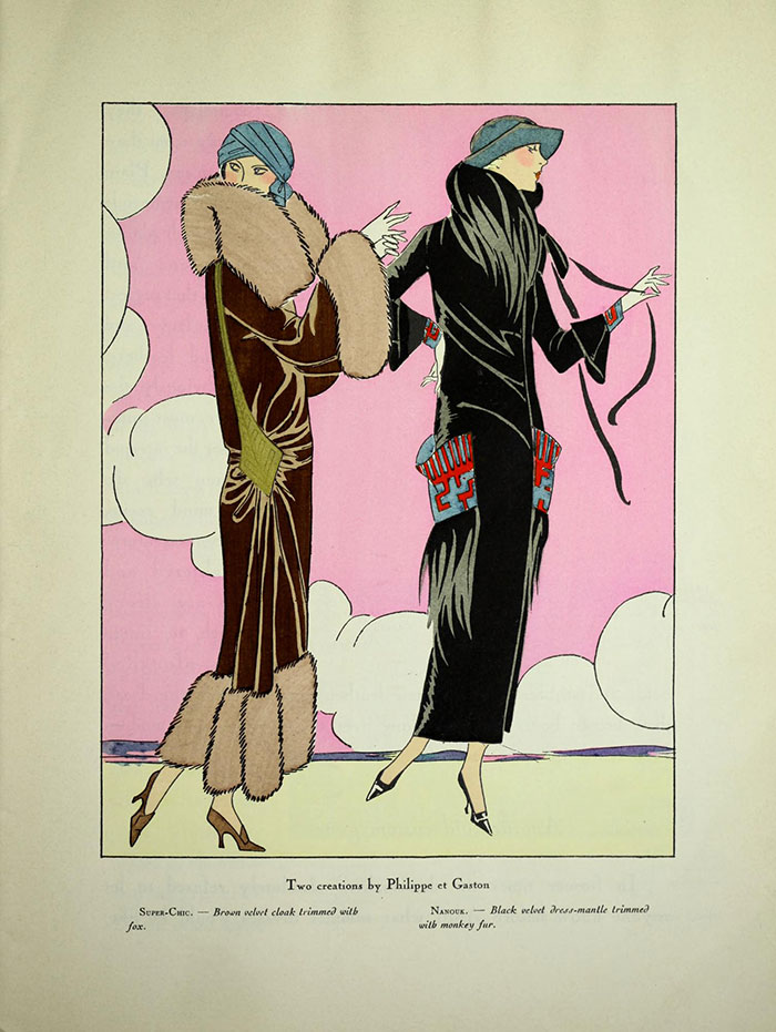 Example of traditional art deco era fashion illustration