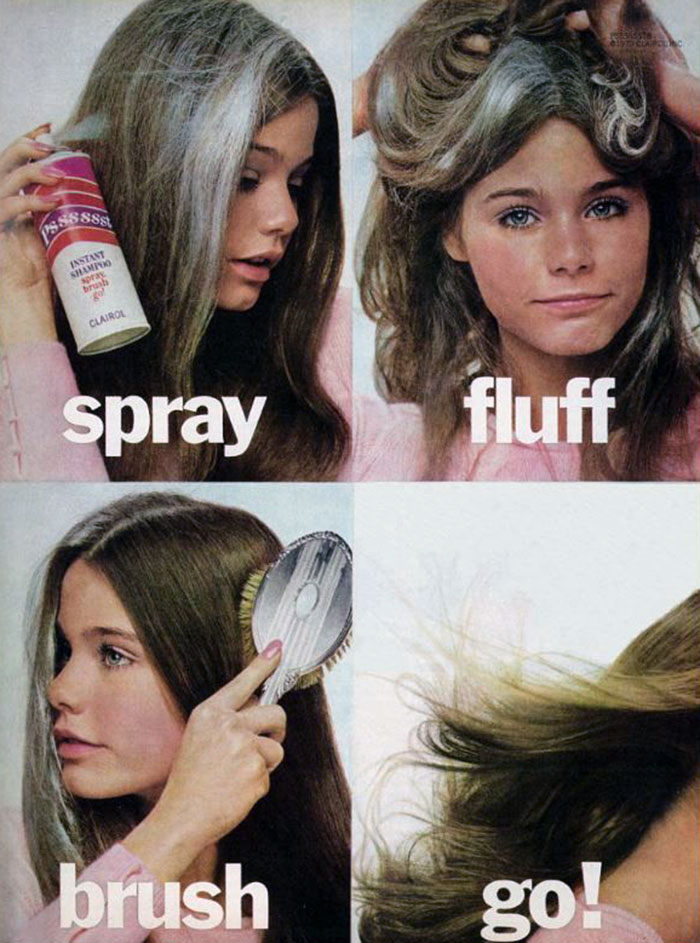 1970s shampoo spray advert