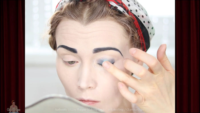 blue shimmer eyeshadow - 1920s makeup