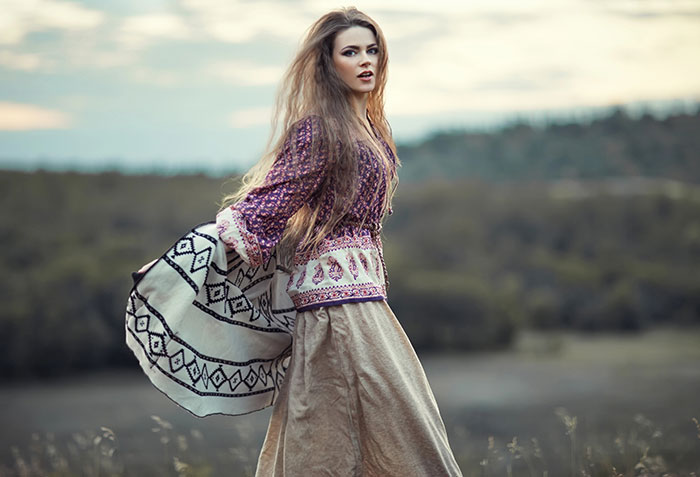 young hippie girl wears boho fashion