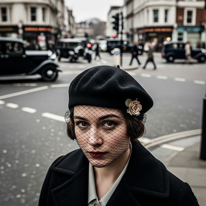 1930s era woman wearing a beret