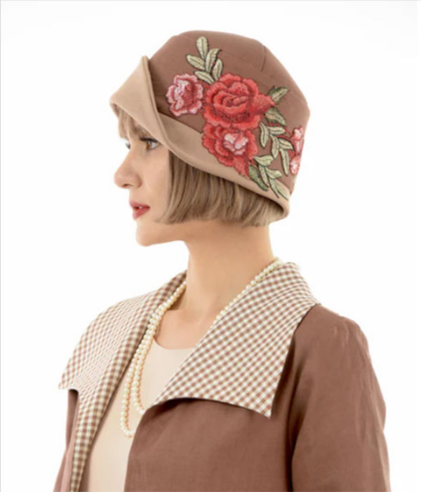cloche hat with appliqued flowers - La Vie Delight
