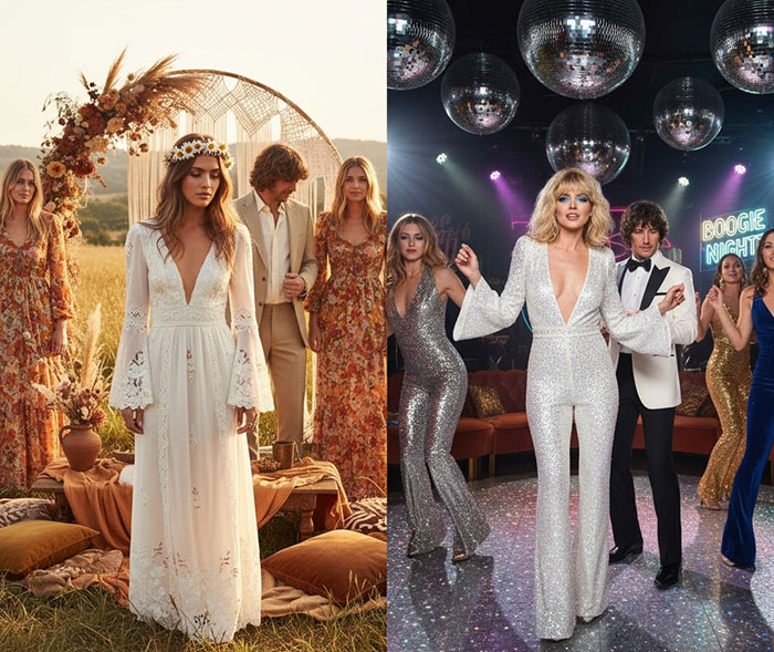 1970s style themed weddings