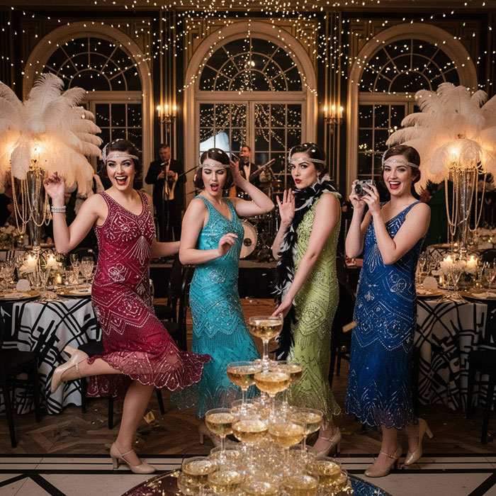 1920s style bridesmaids