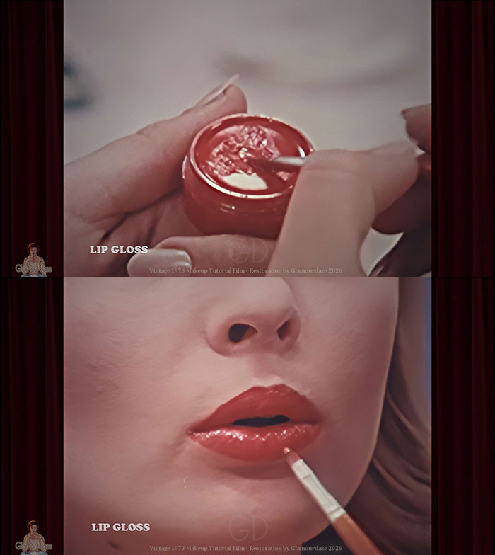 1970s Revlon lip gloss application