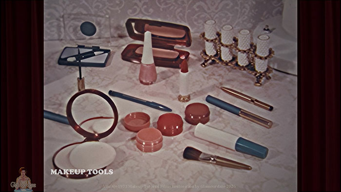 dressing table/makeup tools laid out