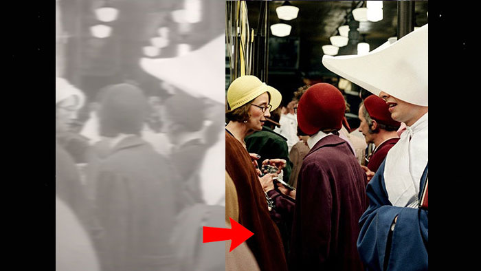 a nun walks amongst a crowd on a busy Paris street in 1930 Jazz age paris