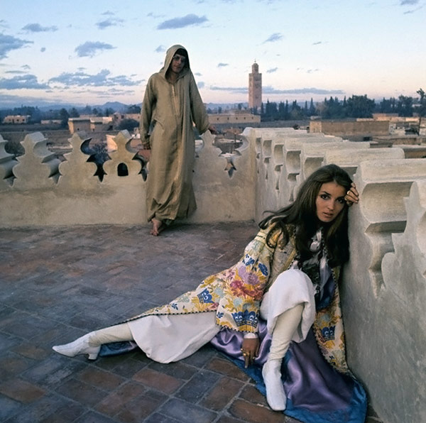 Talitha Getty and John Paul Jr - Vogue Patrick Litchfield Marrakech Rooftop 1969